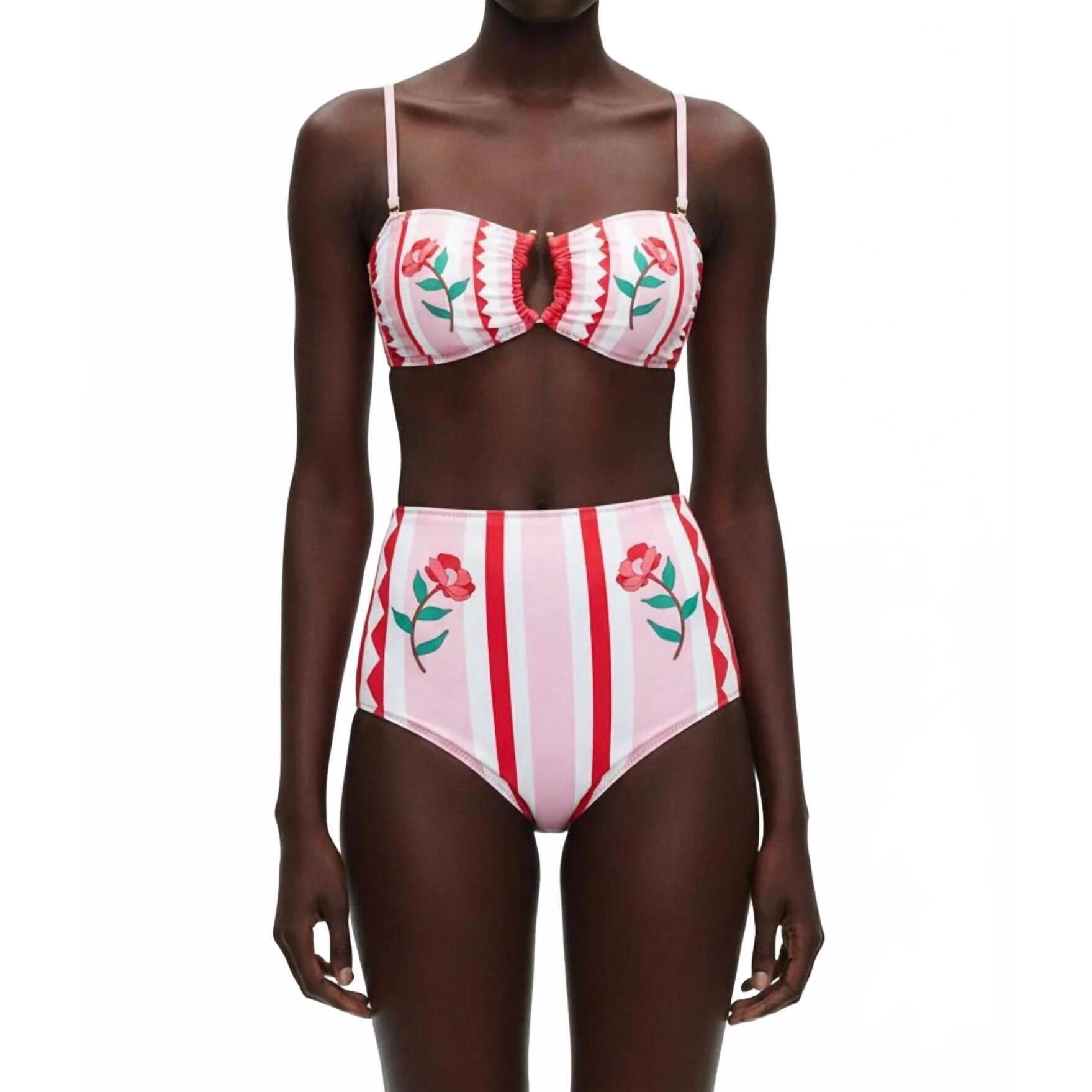 New Jessie Zhao Jungle Rose Reversible Bandeau And High Waist Bikini Set In Mult